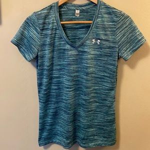Under Armor Women's Short Sleeve Shirt Top Activewear Small Green and Blue